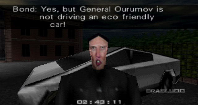 Le Tesla Cybertruck dans GoldenEye 007 (Nintendo 64)