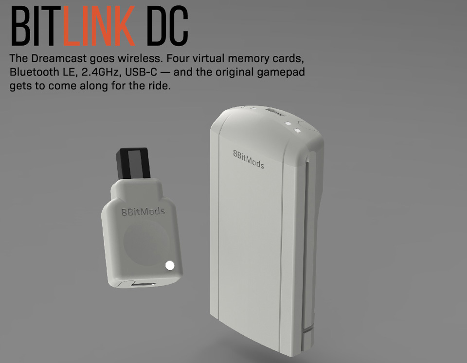Le dongle et l'adaptateur BitLink DC en version blanche