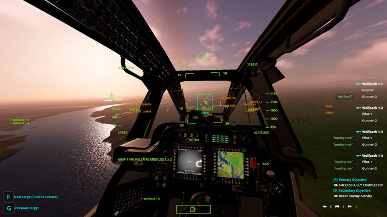 Vue du cockpit dans Gunship Origins (Windows, MacOS, Linux)