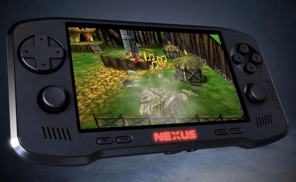 La portable (noire) Nexus affichant Banjo-Kazooie