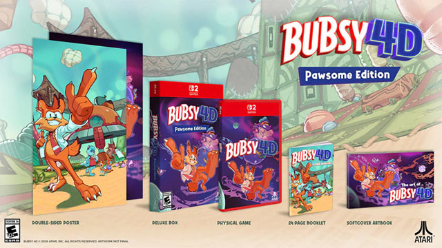 Un poster, un livret et un artbook dans Bubsy 4D Pawsome Edition sur Switch et Switch 2
