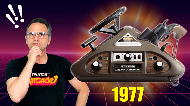 La Coleco Telstar de 1977 chez Olipix avec son drôle de look incluant volant et pistolet