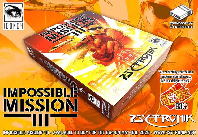La jaquette d'Impossible Mission III sur Commodore 64 chez Psytronik
