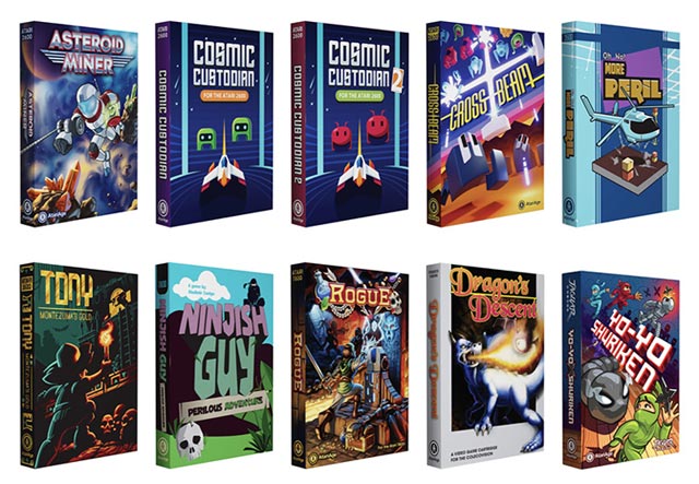 Dix boites de jeux sur Atari 2600, 7800 et Jaguar