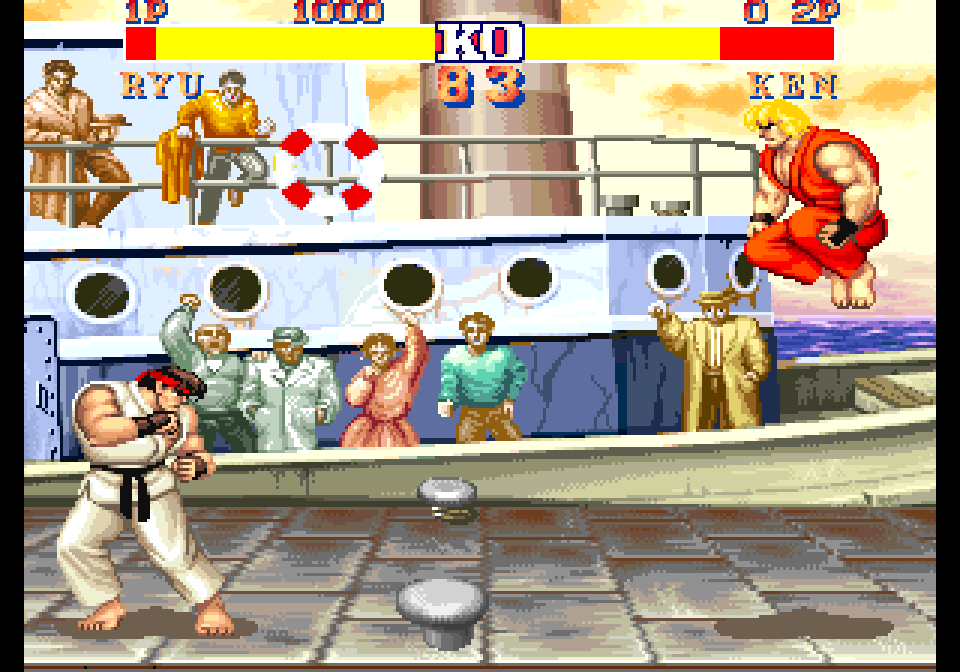 Ryu face à Ken dans Street Fighter II' Champion Edition sur Neo Geo CD